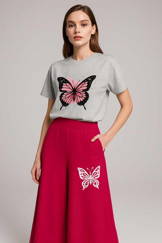 Grey & Pink Butterfly lounge Set