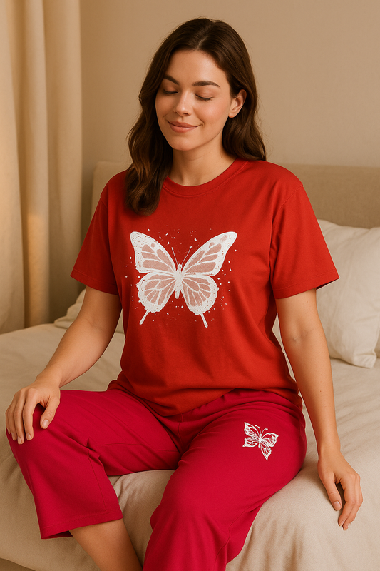 Bold Red & Pink Butterfly lounge set