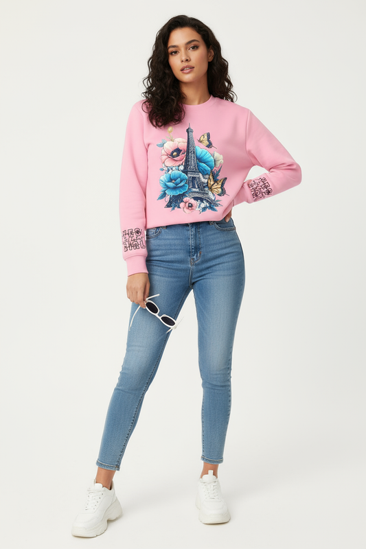 Paris Dreams Magical Girl Printed Sweatshirt