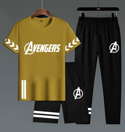 Avengers 3-in-1 Men's Loungewear Set – T-Shirt, Shorts & Joggers"