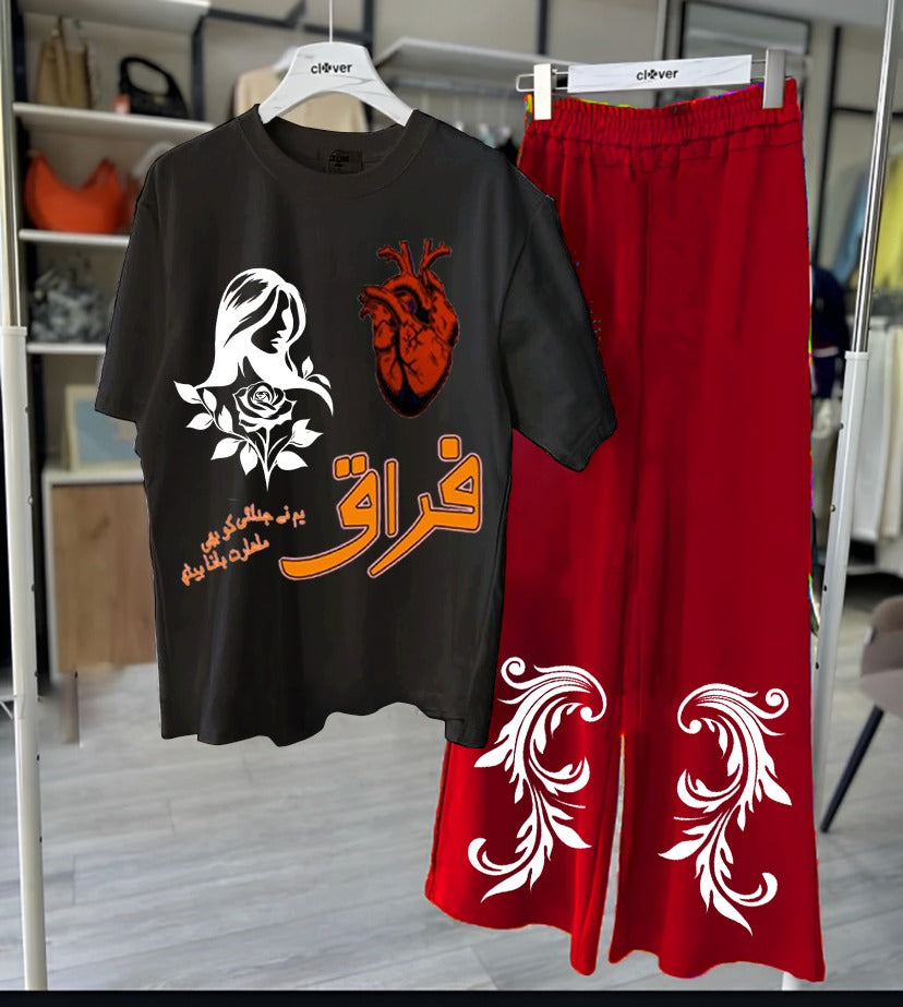 Firaaq  Loungewear set Black & Red
