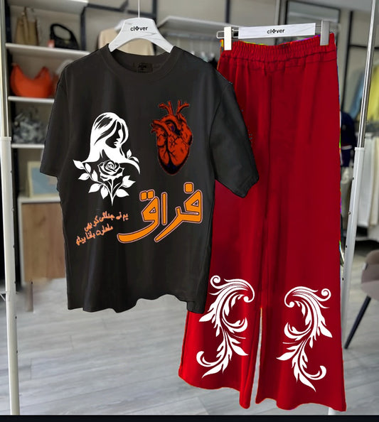 Firaaq  Loungewear set Black & Red