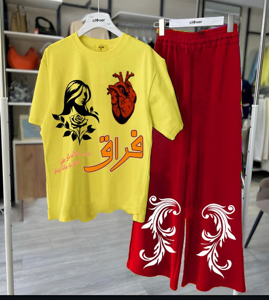 Firaaq Loungewear set Yellow & Red