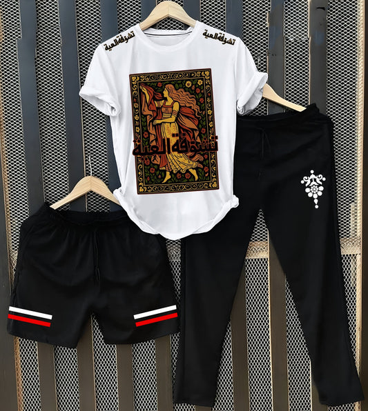 Avant Garde Graphic Tee + Track Shorts & Joggers Set