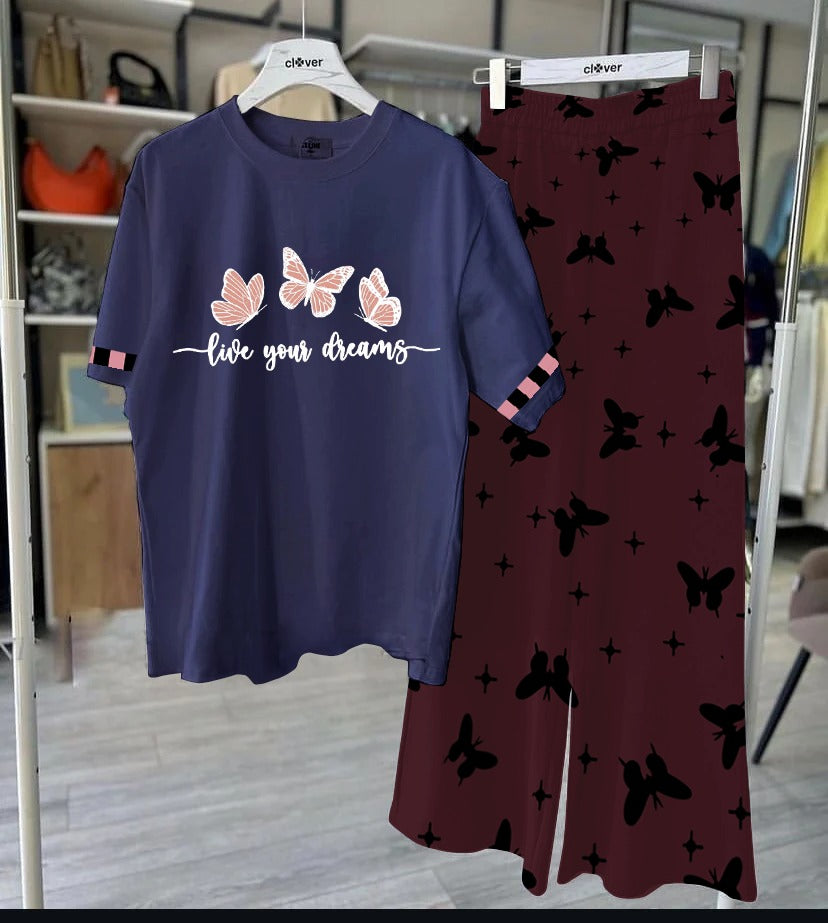 Navy Blue Butterfly Live Your Dreams Lounge Set