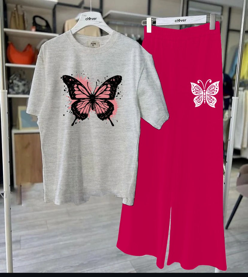 Grey & Pink Butterfly lounge Set