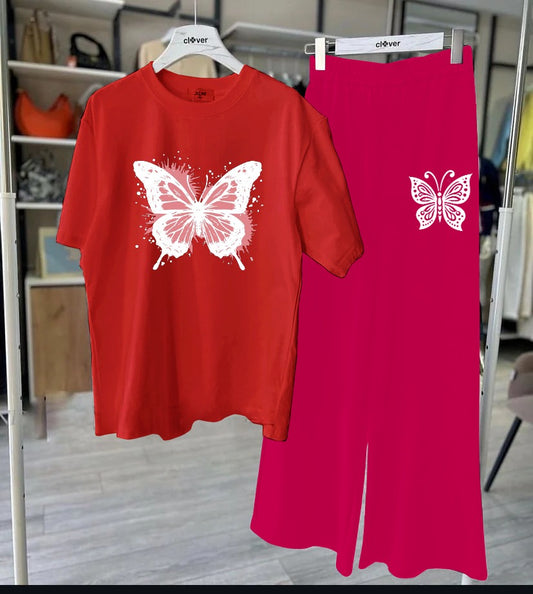 Bold Red & Pink Butterfly lounge set