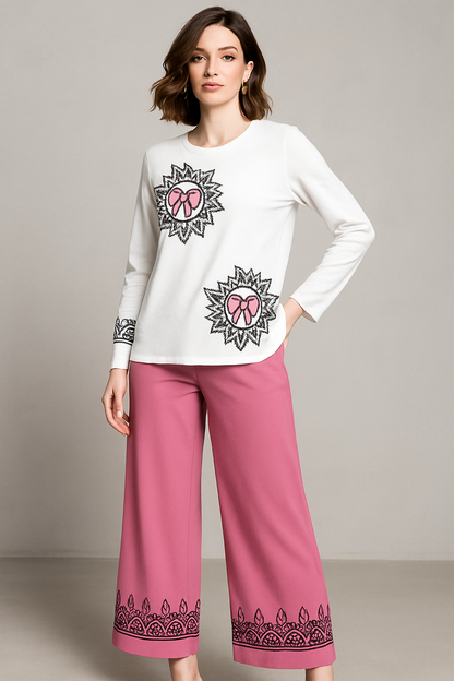 weet Bow & Floral Pattern Lounge Set